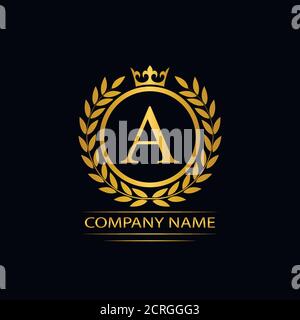 Golden Letter S laurel wreath template logo Luxury gold letter with ...