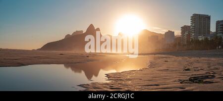 Deserted Ipanema Beach during the Coronavirus Infection (COVID-19) Pandemic Stock Photo