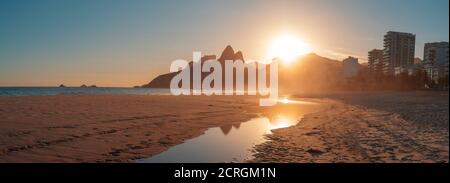 Deserted Ipanema Beach during the Coronavirus Infection (COVID-19) Pandemic Stock Photo