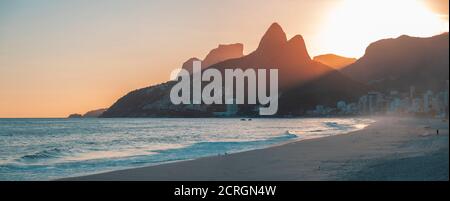 Deserted Ipanema Beach during the Coronavirus Infection (COVID-19) Pandemic Stock Photo