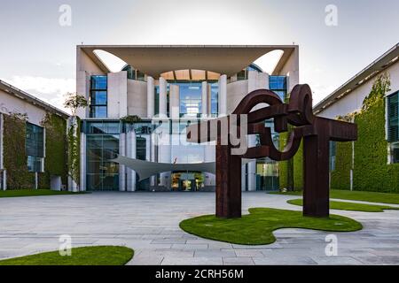 The Chancellery is a building in a band called the federal assembly in the Spreebogen in the German capital Berlin Stock Photo