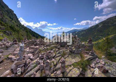 View from the trail to Col Bricon Lakes Stock Photo