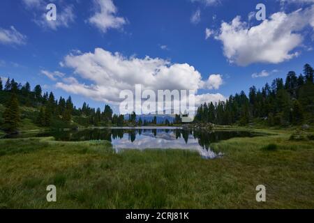 View from the trail to Col Bricon Lakes Stock Photo