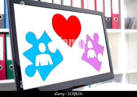Love concept shown on a computer screen Stock Photo