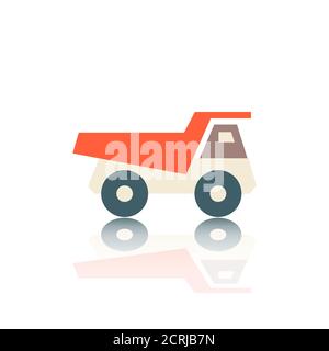Icon truck with mirror reflection. Flat style, vector illustration. Stock Vector