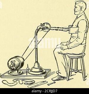 . The medical and surgical uses of electricity : including the X-ray, Finsen light, vibratory therapeutics, and high-frequency currents . c^-^0^^^^ Fig. 231.—Vibratory Application tothe Head.. Stock Photo