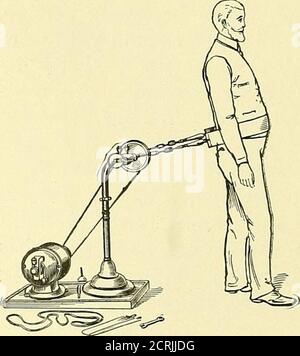. The medical and surgical uses of electricity : including the X-ray, Finsen light, vibratory therapeutics, and high-frequency currents . Pig. 232.—Application to the Back. Fig. 233.—Application to the Knee.. Stock Photo