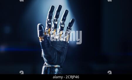 Modern Humanoid Robot Arm Working Hand. Delicate Mechanistic wonder, High-Tech Prosthesis to Help People with Disability who Lost their Hand in an Stock Photo