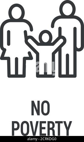 No poverty black icon. Corporate social responsibility. Sustainable Development Goals. SDG sign. Pictogram for ad, web, mobile app, promo. UI UX Stock Vector