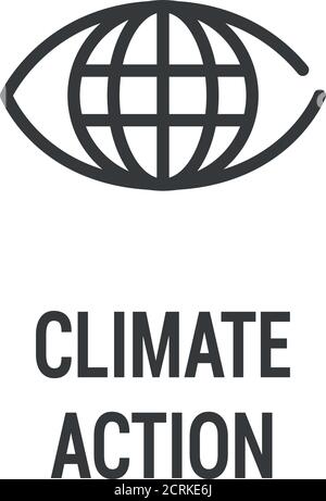 Climate action black icon. Corporate social responsibility. Sustainable Development Goals. SDG sign. Pictogram for ad, web, mobile app. UI UX design Stock Vector