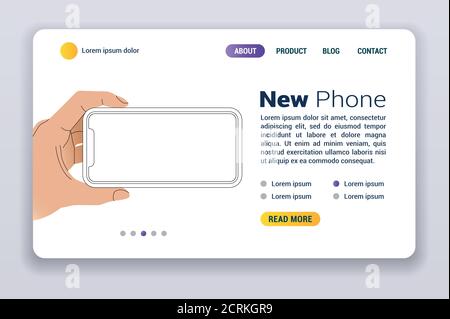 New Iphone 11 vector flat web banner. Smartphone mock up frameless blank screen isolated on background. Stock Vector