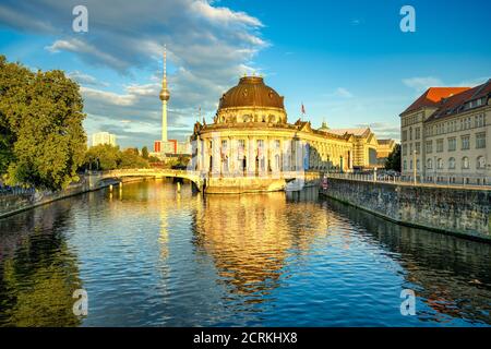 Museum island on Spree river and the TV tower in Berlin, Germany