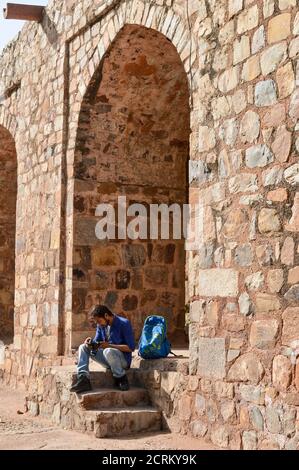 A Indian Boy Giving Pose For Fashion Shoot Inside Of Old Fort Stock Photo Alamy