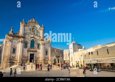 August 8, 2020 - Matera, Basilicata, Italy - The church of San Francesco d'Assisi, in Baroque style. Stock Photo