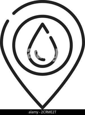 Blood bank location black line icon. Transfusion,donation, charity concept. Pictogram for web, mobile app, promo. UI UX design element. Editable Stock Vector