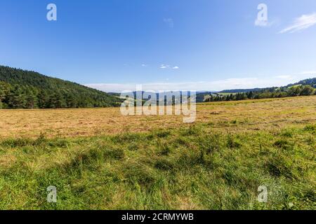 The mountain landscape of the Sadecki Beskids near Krynica Zdroj in Poland Stock Photo