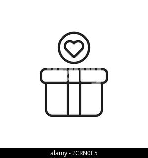 Donation box black line icon. Charity concept. Help poor people. Sign for web page, mobile app, banner, social media. Button UI UX user interface Stock Vector