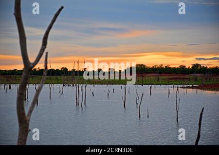 Sunset over Lake Kariba in Zimbabwe Stock Photo