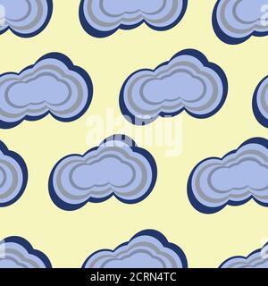 Clouds. Vector flat seamless pattern  for background. Print on paper, fabric, ceramic. Can used for design of children's textiles. Stock Vector