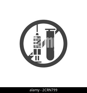 Non toxic black glyph icon. Label for cosmetic natural product sign. Zero waste lifestyle. Chemical free. Eco friendly. Pictogram for web page, mobile Stock Vector