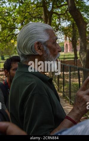 A side portrait of very old indian man. Stock Photo