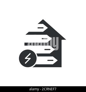 Home energy efficiency glyph black icon. Smart eco house improvement sign. Alternative energy vector pictogram. Eco friendly. Green technology symbol Stock Vector