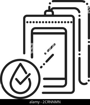 Plastic PVC waterproof case for smartphone black line icon. Ziplock bag protect concept. Pictogram for web page, mobile app, promo. UI UX GUI design Stock Vector