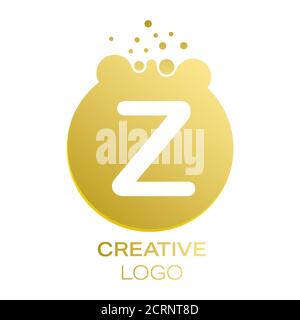 Creative logo. The letter Z on a round dot with splashes. Vector illustration for logo, sticker, brand, sticker isolated on white background. Stock Vector