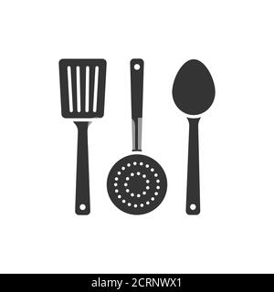 Reusable wood kitchen tools glyph black icon. Recycle elements: scapula, spoon, skimmer. Zero waste lifestyle. Eco friendly. Organic, kitchen natural Stock Vector