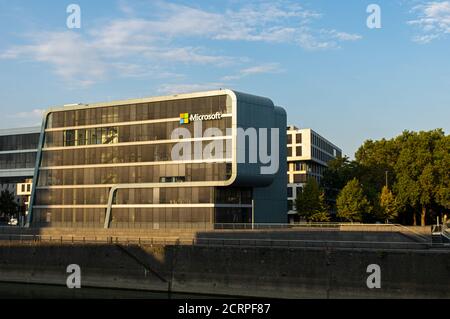 Cologne, Northrhine Westfalia / Germany - September 16th 2020 - View on the building of Microsoft Regional Office in Germany in golden morning light Stock Photo