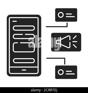 Notification configuration color line icon. Adding push notification settings. UI UX GUI design element. Stock Vector