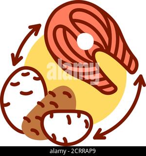 Cyclic keto diet color line icon. Variation of the ketogenic diet. Involves eating clean carbohydrates one or two days out of the week. Pictogram for Stock Vector