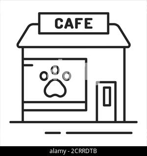 Animal cafe black line icon. Place where people can see and interact with various animals. Pictogram for web page, mobile app, promo. UI UX GUI design Stock Vector