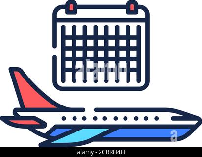Departure dates. Trip planning color line icon. Planinng with all details and routes on suitable dates. Pictogram for web page, mobile app, promo. UI Stock Vector