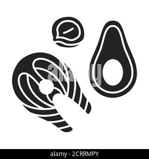 Lot fat black glyph icon. High-fat products. High-calorie food. Pictogram for web page, mobile app, promo. UI UX GUI design element Stock Vector