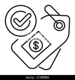 Fair price or trade black line icon. Minimum price paid for certain products imported from developing countries. Pictogram for web page, mobile app Stock Vector