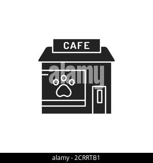 Animal cafe black glyph icon. Place where people can see and interact with various animals. Pictogram for web page, mobile app, promo. UI UX GUI Stock Vector