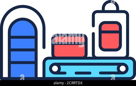 Airport conveyor belt color line icon. Machine built from rubber. Pictogram for web page, mobile app, promo. UI UX GUI design element. Editable stroke Stock Vector