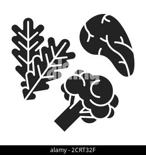Low carbs black glyph icon. Limits carbohydrates such as those found in grains, starchy vegetables and fruit. Pictogram for web page, mobile app Stock Vector