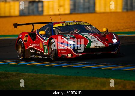 Le Mans, France. 20th September, 2020. 71 Bird Sam (gbr), Molina Miguel (esp), Rigon Davide (ita), AF Corse, Ferrari 488 GTE Evo, action during the 2020 24 Hours of Le Mans, 7th round of the 2019-20 FIA World Endurance Championship on the Circuit des 24 Heures du Mans, from September 16 to 20, 2020 in Le Mans, France - Photo Xavi Bonilla / DPPI Credit: LM/DPPI/Xavi Bonilla/Alamy Live News Stock Photo