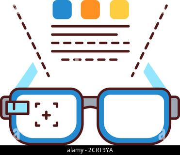 Augmented reality education color line icon. VR glasses and information projection. Pictogram for web page, mobile app, promo. UI UX GUI design Stock Vector