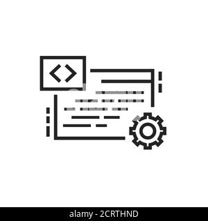 IT courses black line icon. Programming, coding learning. Software development. E-learning. Pictogram for web page, mobile app. UI UX GUI design Stock Vector
