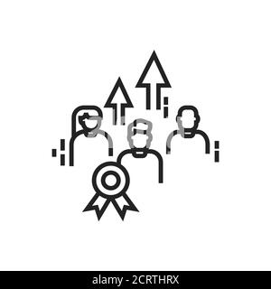 Leadership courses black line icon. Teamwork. People skill development. Pictogram for web page, mobile app UI UX GUI design element Stock Vector