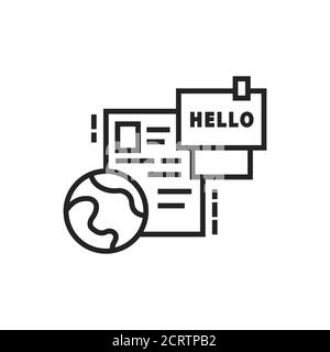 Language courses black line icon. Speaking club. Language learning camp, summer program, learn foreign languages. Pictogram for web page, mobile app Stock Vector