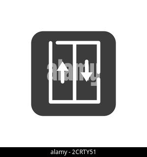 Elevator black glyph icon. Moving staircase which carries people between floors of a building. Pictogram for web page, mobile app, promo. UI UX GUI Stock Vector