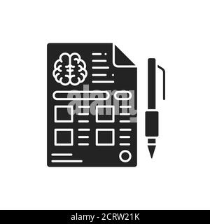 Diagnosis and treatment dementia glyph black icon. Medical clipboard. Health care concept. Sign for web page, mobile app, logo. Stock Vector