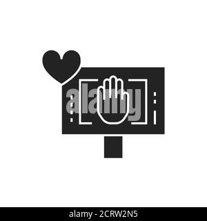 Non violent resistance glyph black icon. Anti war movement. Peaceful protest. Pictogram for web page, mobile app, promo. Stock Vector