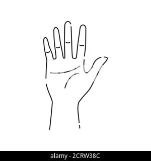Hand gesture five fingers icon outline style Vector Image