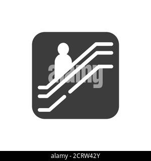 Escalator black glyph icon. Moving staircase which carries people between floors of a building. Pictogram for web page, mobile app, promo. UI UX GUI Stock Vector