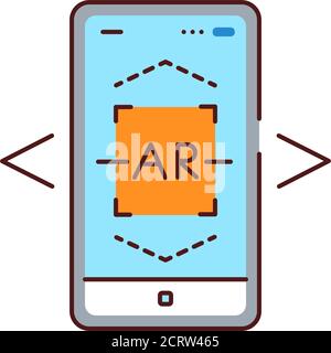 AR scanning color line icon. Interactive visualization platform. Pictogram for web page, mobile app, promo. UI UX GUI design element. Editable stroke Stock Vector